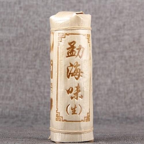 China Yunnan 2019 Tea Cake Raw Tea Tea Pillar Pu'er Tea Bamboo Shell Packaging Classic Menghai Taste Green Food for Health Care