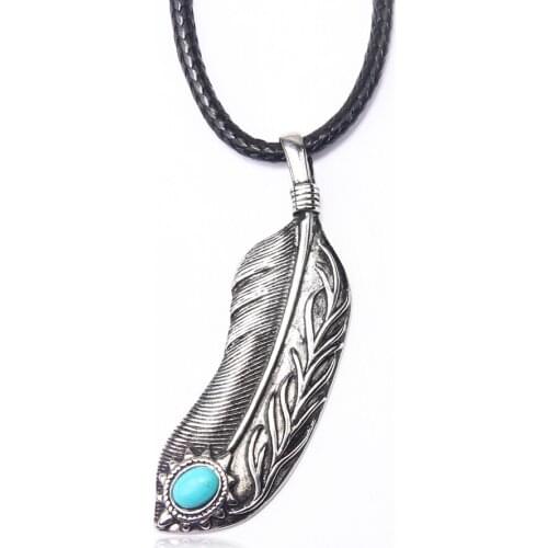 Classic Vintage pendant Necklace Feather Necklace Long Sweater Chain Statement Jewelry choker Necklace Women Chocker ketting