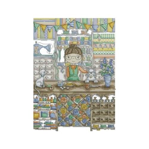 Handmade shop Cross Stitch Set Cross-stitch Kit Embroidery Needlework Craft Packages Cotton Fabric Floss