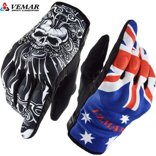 VEMAR Motorbike Glove Men Skull Touch Screen Motorcycle Gloves Summer Motocross Racing Gloves Motorcyclist Street Cycling Gloves