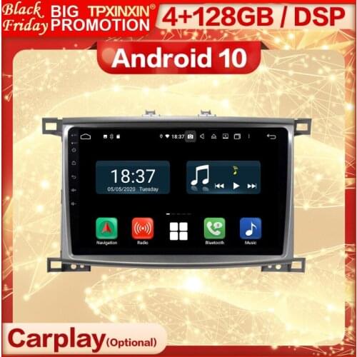 4+128G Carplay 2 Din Android Screen Multimedia Stereo Receiver For Toyota LC100 2005 2006 2007 WiFi Radio Audio Player Head Unit