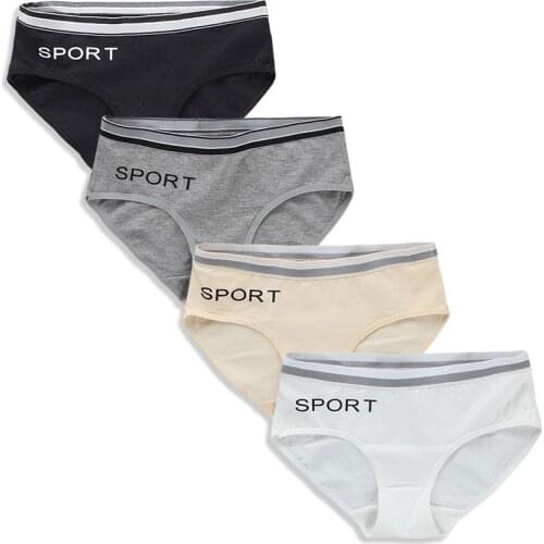 3pc/lot Girls Underwear Cotton 8-12-14 Years Old Sports Letters Breathable Briefs Pupils FYFP87