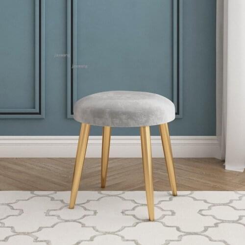 Nordic Wrought Iron Living Room Stools for Bedroom Furniture Hotel Dressing Chair Modern Minimalist Makeup Small Round Ottomans