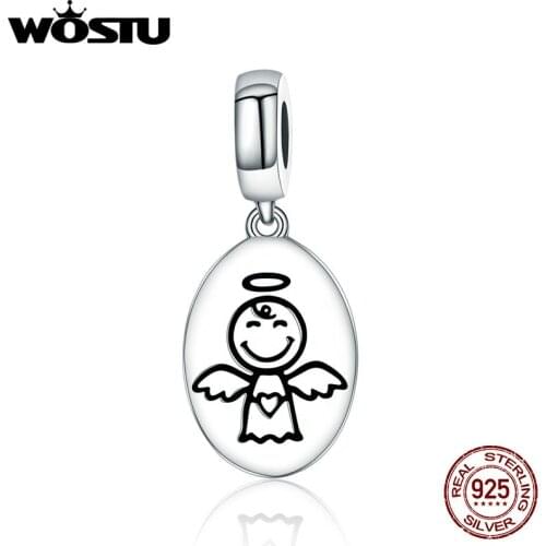 WOSTU 925 Sterling Silver Guardian Angel Dangle Bead Fit Original WST Charm Bracelet Jewelry Gift FIC328