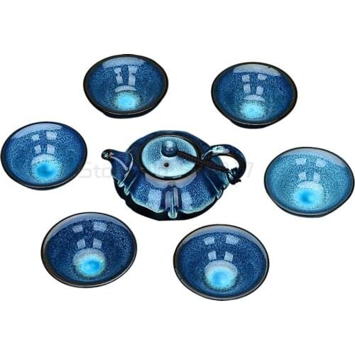 Whole Set Chinese Ceramic Kung Fu tea set Semi-automatic Creative stone grinding kungfu tea maker Office Home Oolong Tea set