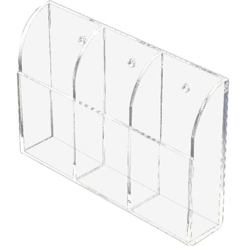 Clear Acrylic Remote Control Holder Wall Mount Media Organizer Storage Box (Three Compartments)