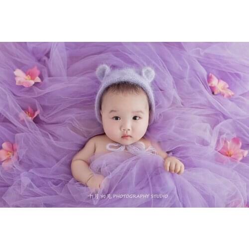 Newborn Backdrop for Photography Props Solid Baby Photo Prop Mesh Background Studio Shooting Tulle Blanket Basket Stuffer