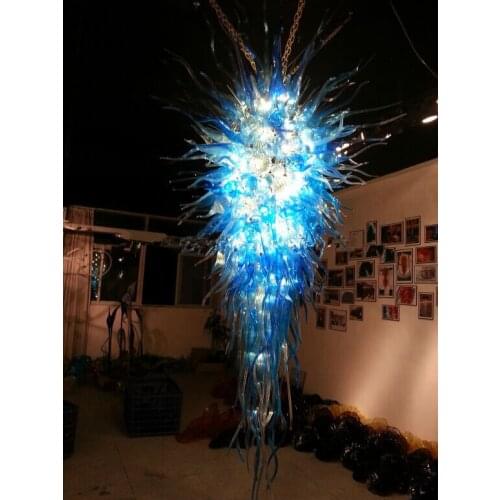 Luxury Crystal Blue Large Art Deco Murano Glass Chandelier