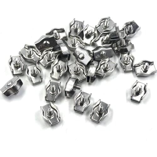 Silver Cable Clamp Wire Clips 304 Stainless Steel Simplex M5 Set of 30