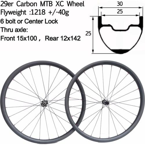Super Light XC 1116g 1218g 29er Width 30mm Carbon MTB Wheelset Hookless Tubeless Disc 29" Mountain Bicycle Wheel 700c