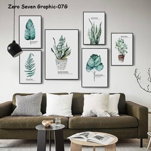 Nordic Fresh Watercolor Plant Hand Drawn Fern Banana Leaf Canvas Painting Poster Wall Art Pictures Prints Modern Home Decoration