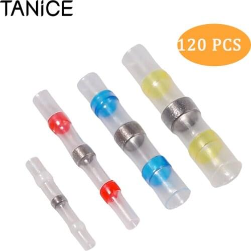 TANiCE 120pcs 4 Size 26-24 22-18 16-14 12-10 Awg Solder Seal Wire Connector Kit Solder And Seal Terminals For Wiring Projects