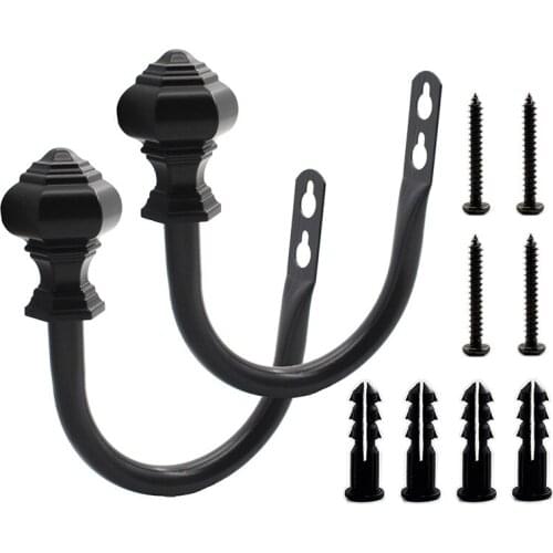 2PCS Curtain Holdback,U Shaped Hook Wall Mounted Drapery Tiebacks with Screw,Heavy Duty Metal Window Drapery Holder Drapery Hook