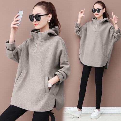 Large Size Women Sweat Shirt 2021New Spring Fall Loose Sweat Shirt Female Hooded Top Casual jacket Women Coats D951