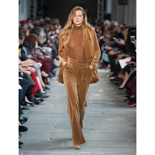 AEL Elegance Velvet Wide Leg Pants Spring Women Female Fashion Trouser High Quality Runway Clothing