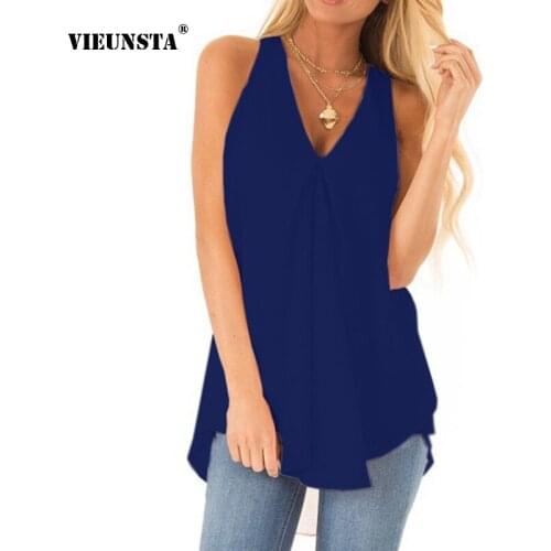 V-neck Kawaii Jumper Solid Color Vest Top Womens Tops And Blouses Loose Woman Clothes Sleeveless Top With Open Shoulders Chiffon