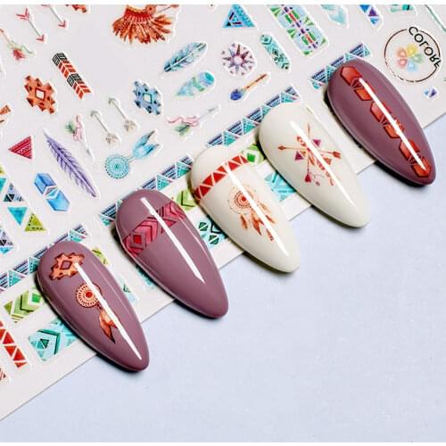 1 Sheet Gold 3D Nail Sticker Coconut Tree Leaf Adhesive Decal Sticker Manicure Nail Art Decoration