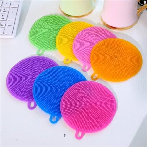 1PCS Multifunction Silicone Sponge Bowl Cleaning Brush Silicone Scouring Pad Dish Sponge Kitchen Pot Window Cleaner Washing Tool