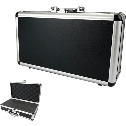 300*170*95mm Aluminum Tool Box Portable Instrument Storage Case Suitcase Travel Luggage Organize W Lining Only Black