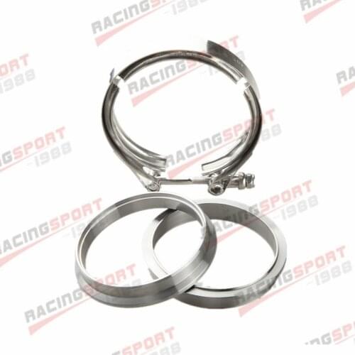 4" SS304 V-Band Clamp+Self Aligning Male/Female Mild Steel Flanges Turbo Exhaust
