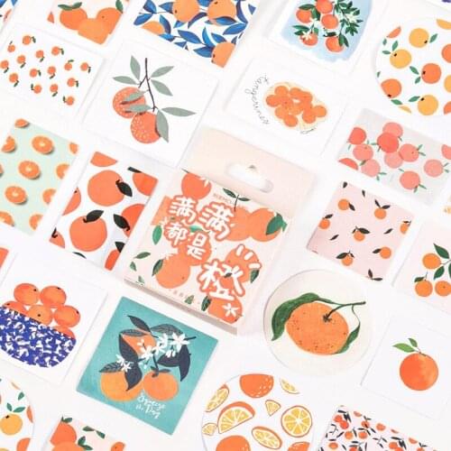 46Pcs/box Orange Fruit Stickers Cute Colorful Cloud Stickers Journal Diary Scrapbooking Stationery Decoration Stickers