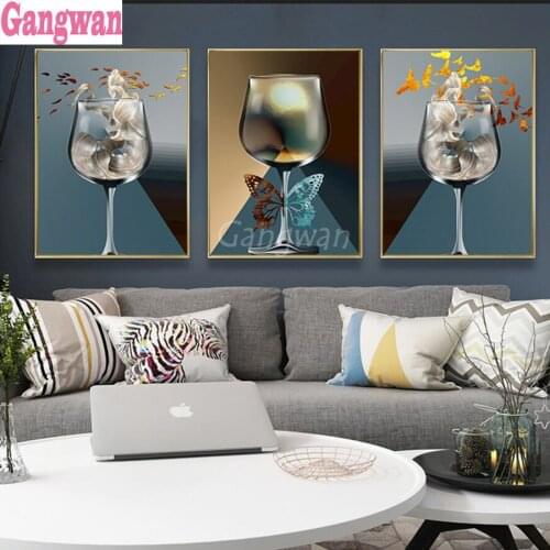 5d diamond painting Glass, bird, fish diy full square drill diamond embroidery round diamond mosaic rhinestone 3 pcs home decor