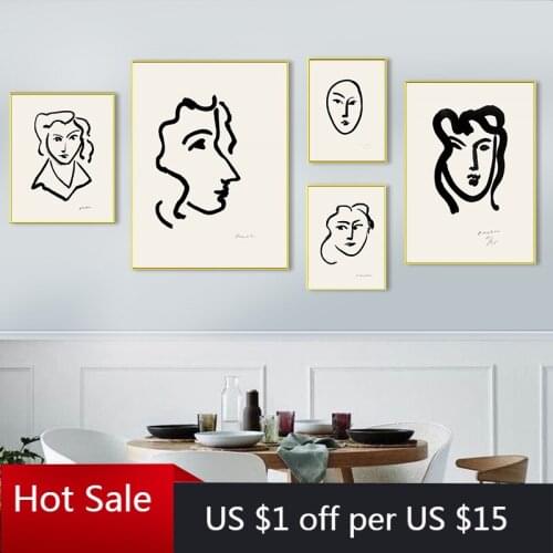 Abstract Posters And Prints Portrait Minimalist Black White Wall Art Canvas Painting Wall Decor Picture For Aesthetic Room Decor