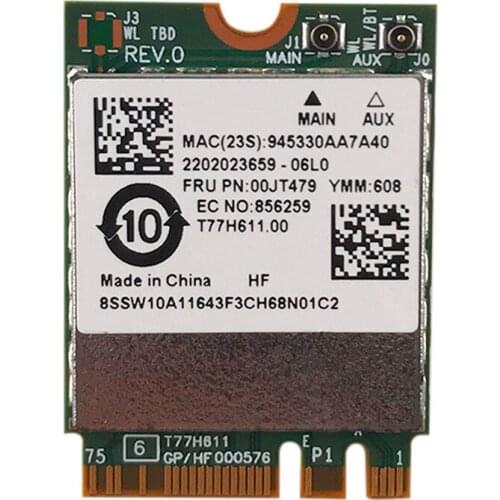 BCM94356 NGFF 802.11AC 867Mbps WIFI + Bluetooth 4.1 Wireless Card For Thinkpad L460 L560 P50S T460 T460S T460P T560 FRU 00JT479
