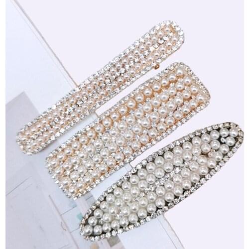 Boutique Hair Accessories Pearl Rhinestones Alligator Hair Clips Adults Hair Jewelry Women Girls Bangs BB Hairpins