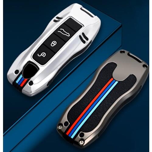 Zinc Alloy Smart Key Case Cover Remote Holder Shell 3 Buttons Bag Keychain For Porsche Panamera 17+, Cayenne 2018