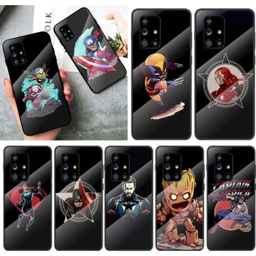 Tempered Glass Cover Marvel Art Cartoon For Samsung Galaxy A91 A81 A72 A71 A52 A51 A41 A31 A21S A11 A01 Phone Case