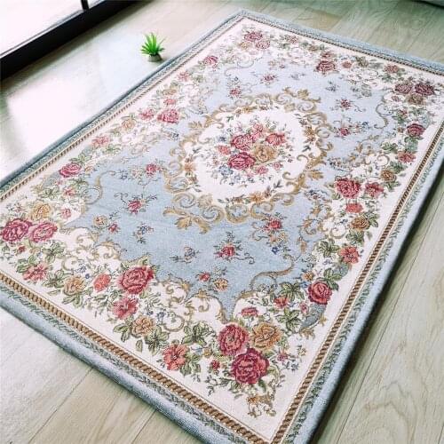 European Floral Rug Carpet For Home Living Room Bedroom Area Rug Outdoor Entrance Blue Rug Flower Carpet Dining Table Floor Mat