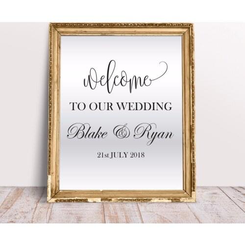 Personalized Names Wedding Wall Sticker Venue Event Decor Wedding Design Window Decal Wedding Custom Names Wall Mural AY809