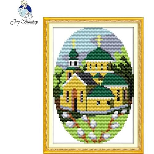 Joy Sunday Four season cabin-1 spring Diy Embroidery painting Cross stitch kit Needlework sets Cross-Stitching Wall Home Decro