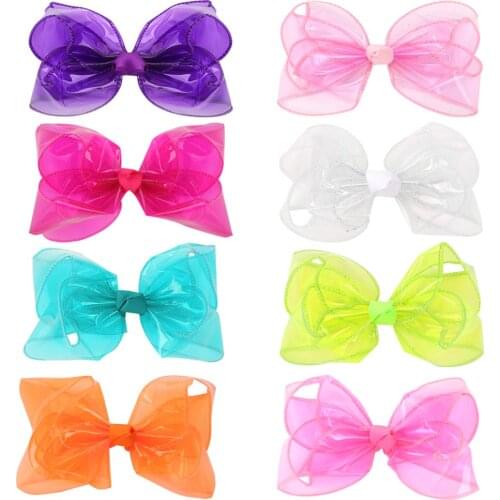 CN 4 inch Waterproof Hairgrips Jelly Bows Hairbows Hairpins Jelly Bows Hair Bows Hairpins Dance Party Bow Hair Clip Glitter Bows