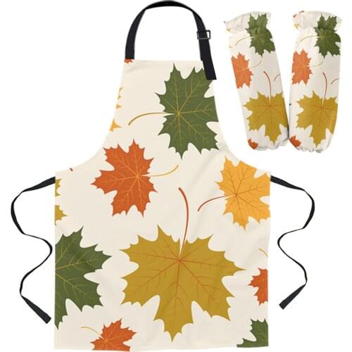 Autumn Deciduous Sycamore Leaf Kitchen Apron Baking Accessories Sleeveless Aprons for Men Women Home Cleaning Tools