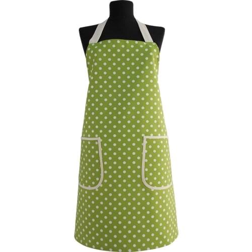 2021 Handmade Polka-dot Patterned Green Apron Cotton Waterproof Kitchen Aprons for Women Gift Cooking Bib Ideas to Bride