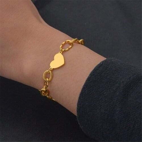316L Stainless Steel Fashion Style Titanium Steel Love Heart Round Adjustable Bracelet No Fade