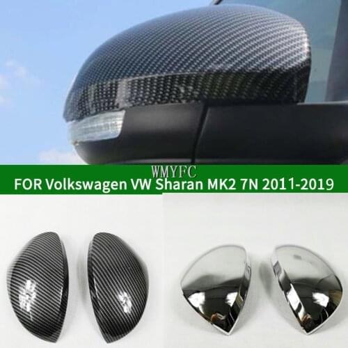For Volkswagen VW Sharan MK2 7N 2011-2019 Carbon fiber car side Rearview mirror cover trim,chrome silver turn signal mirror