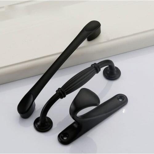 Multiple styles Black minimalist furniture handles handgrepen keuken drawer handles wardrobe handle cabinet knobs and handles