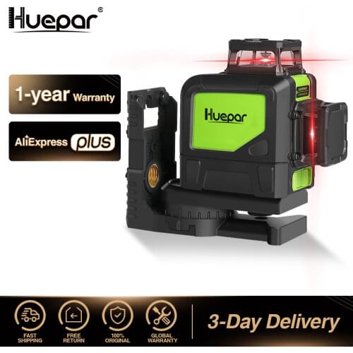 Huepar 8 lines laser level Self-leveling 3D Laser Level Red Beam 360-Degree Coverage Horizontal & Vertical Laser with Pulse Mode