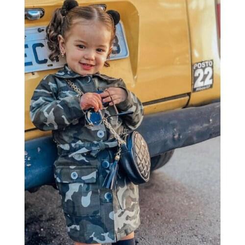New Fashion Toddler Baby Girls Clothes Camouflage Top Long Sleeve Coat Jacket Outwear Long Windbreaker Spring Autumn 1-6Years