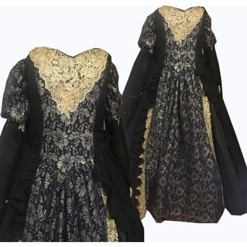New black Vintage costumes 18th Duchess Retro medieval Renaissance Reenactment Theatre Civil war Victorian dress D-260