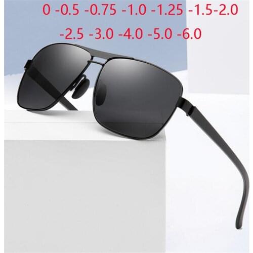 Hot New TR90 Driving Anti-Glare Myopia Sunglasses Men Polarized Metal Double Beam Short-sight Eyeglasses 0 -0.5 -0.75 To -6.0