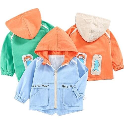 Hooded Coat Autumn Baby Boy Kid Letter Printed Clothes Toddler Long Sleeve Color Matching Outerwear Infant Girl Clothing Jackets