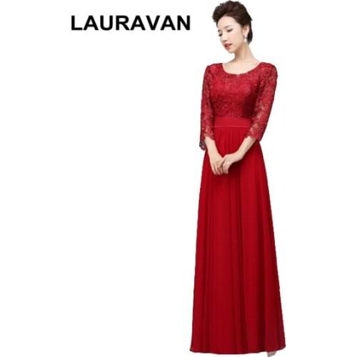 Plus size wine red burgundy lace robe de soiree formal sleeved bridesmaid bridal green gown special occasion dresses new