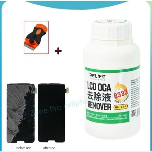 RELIFE RL-538 OCA Efficient liquid remover Touch Screen Removing Liquids Repair Glue Fluid PCB Cleaning for Iphone Sumsung+knife