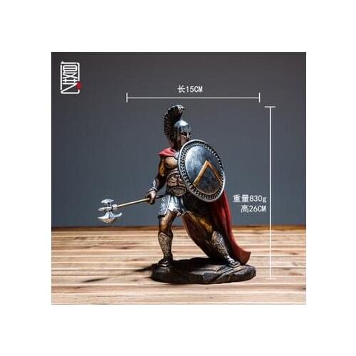 Retro Knight ornaments in ancient Rome Spartan character model of ancient Greek Saddle Hand engraving Artwork Retro medieval