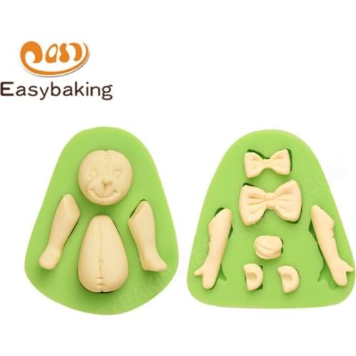 DIY Gentleman Bear Every Part Fondant Silicone Molds Gumpaste Chocolate Clay Candy Mould Cake Decorating Tools for Resin