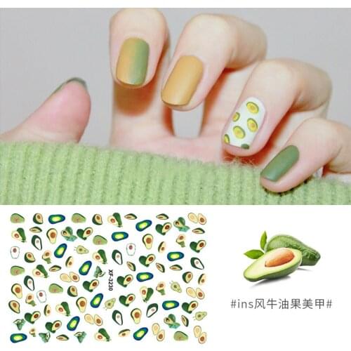 Fashion Fruits Avocado Nail Art Stickers for Nails Art Self Adhesive Decals Manicure Design Nails Accessoires Stickers